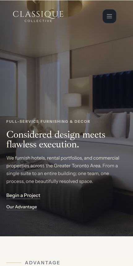 Classique Collective mobile homepage