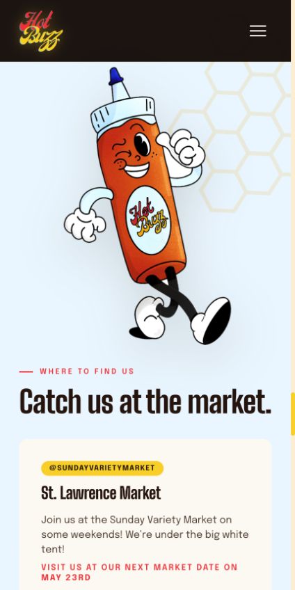 Hot Buzz market locations on mobile