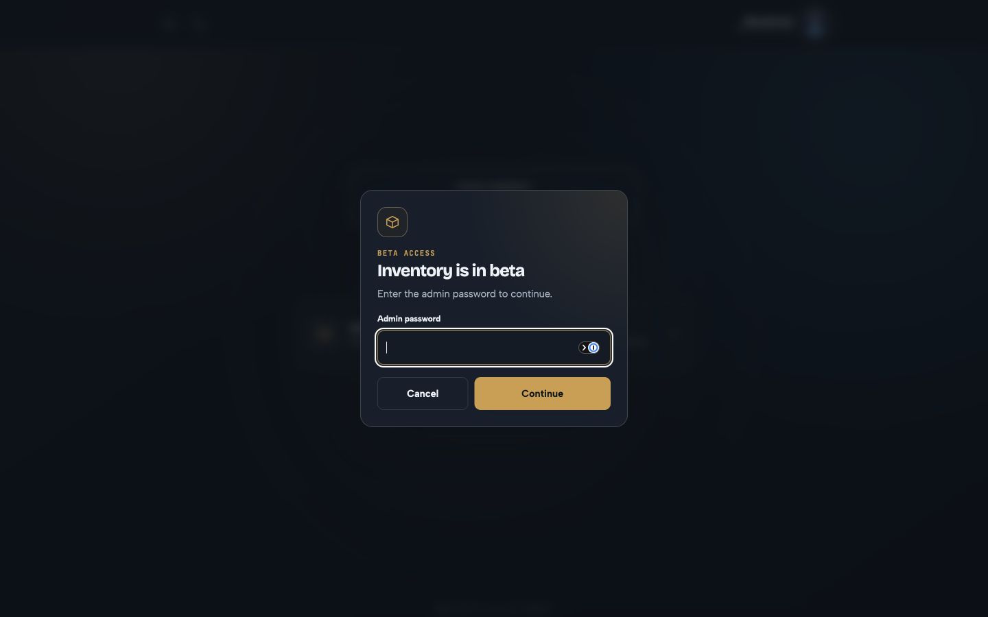 WaveAssist inventory beta access screen on desktop